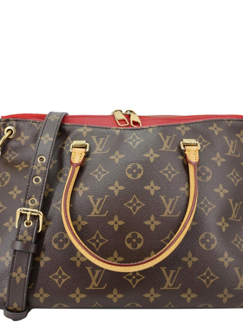 Louis Vuitton Pallas MM Monogram Canvas Shoulder Bag Brown